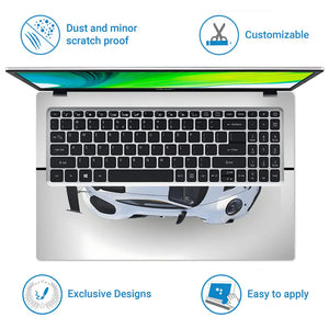 Porsche White Sports Car Grunge Laptop Skin - View 5