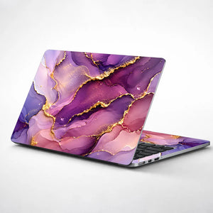 Purple Gold Marble Laptop Skin - View 1