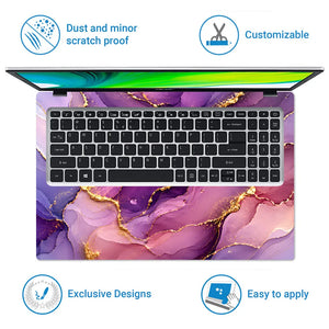 Purple Gold Marble Laptop Skin - View 5