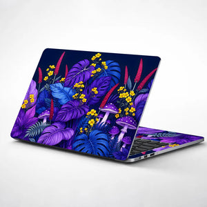 Purple Monstera Mushrooms Laptop Skin - View 1