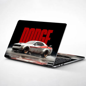 Racing Car In Dynamic Motion Laptop Skin - View 1
