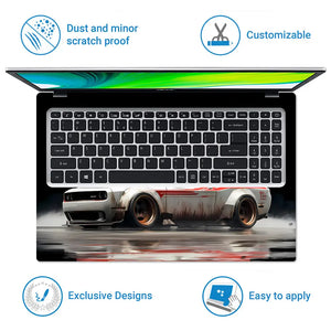 Racing Car In Dynamic Motion Laptop Skin - View 5