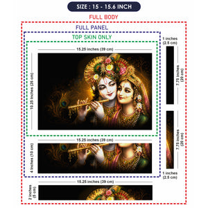Radha Krishna Floral Crown Flute Embrace Laptop Skin - View 8