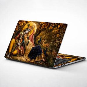Radha Krishna Golden Laptop Skin - View 1