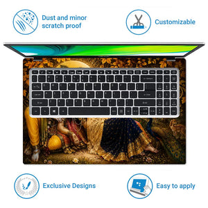 Radha Krishna Golden Laptop Skin - View 5