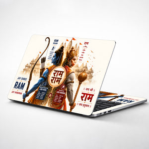 Ram and Hanuman Jai Shree Ram Dual Poster Laptop Skin - View 1
