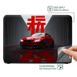 Red Sports Car In Futuristic Setting Laptop Skin - View 4