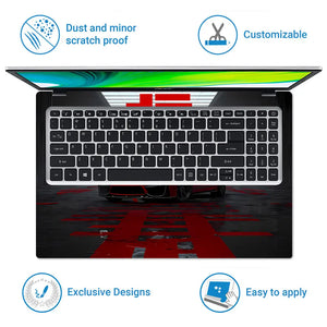 Red Sports Car In Futuristic Setting Laptop Skin - View 5