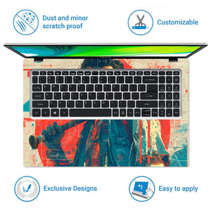 Retro Gaming Hero With Bat Laptop Skin - View 5