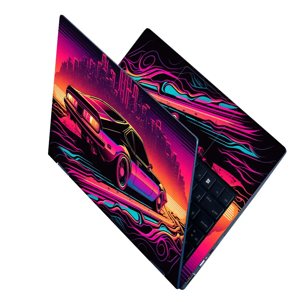 Retro Skyline Glow Laptop Skin - View 2