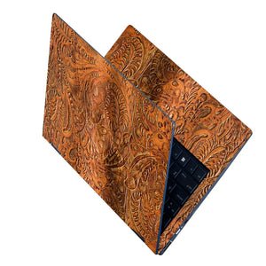 Rustic Brown Paisley - Metallic and Textured Finish Laptop Skin - View 2