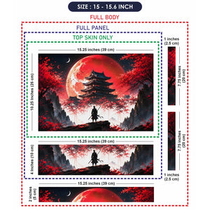 Samurai Pagoda Red Moon Cherry Laptop Skin - View 8