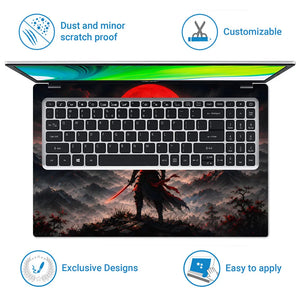 Samurai Red Moon Mountain Laptop Skin - View 5