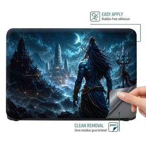 Shiva Back Night Temple Crescent Laptop Skin - View 4