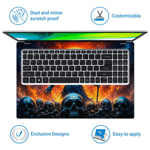 Shiva Back Skulls Red Moon Laptop Skin - View 5