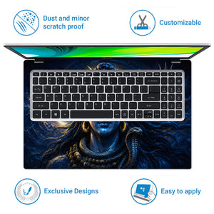 Shiva Blue Crescent Om Trident Laptop Skin - View 5