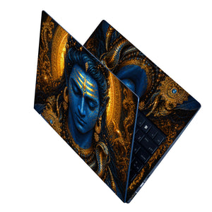 Shiva Blue Gold Cobra Mandala Laptop Skin - View 2