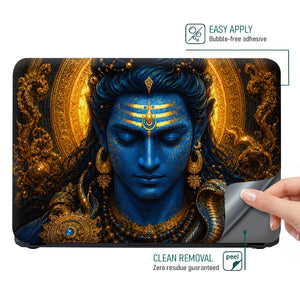 Shiva Blue Gold Cobra Mandala Laptop Skin - View 4