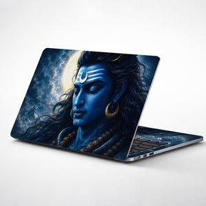 Shiva Blue Moon Side Laptop Skin - View 1