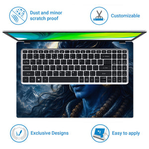 Shiva Blue Moon Side Laptop Skin - View 5