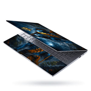 Shiva Blue Orange Trident Moon Laptop Skin - View 3