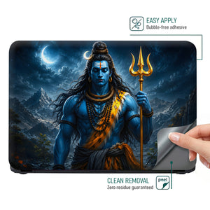Shiva Blue Orange Trident Moon Laptop Skin - View 4