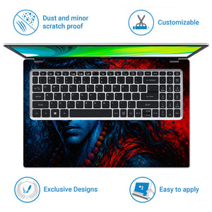 Shiva Blue Red Splatter Laptop Skin - View 5