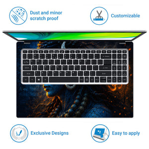 Shiva Blue Side Crescent Hindi Laptop Skin - View 5