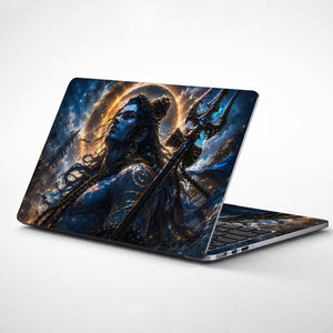 Shiva Blue Trident Swirl Halo Laptop Skin - View 1