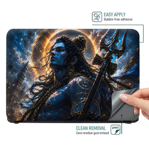 Shiva Blue Trident Swirl Halo Laptop Skin - View 4