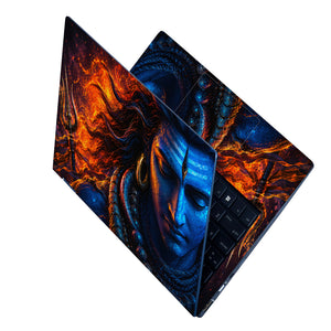 Shiva Fire Blue Side Hair Laptop Skin - View 2