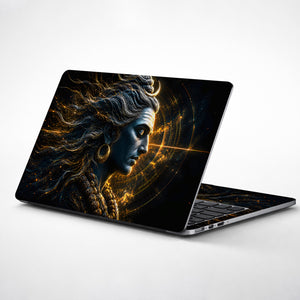 Shiva Grey Profile Gold Cosmic Laptop Skin - View 1