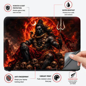 Shiva Skulls Fire Trident Laptop Skin - View 4