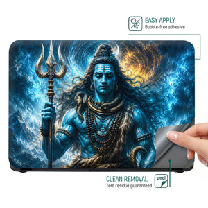 Shiva Trident Cobra Blue Moon Laptop Skin - View 4