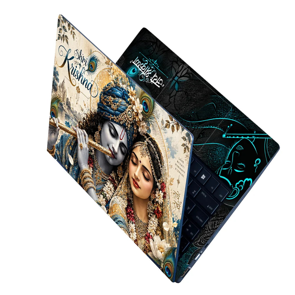 Shri Krishna Vintage Portrait Laptop Skin - View 2