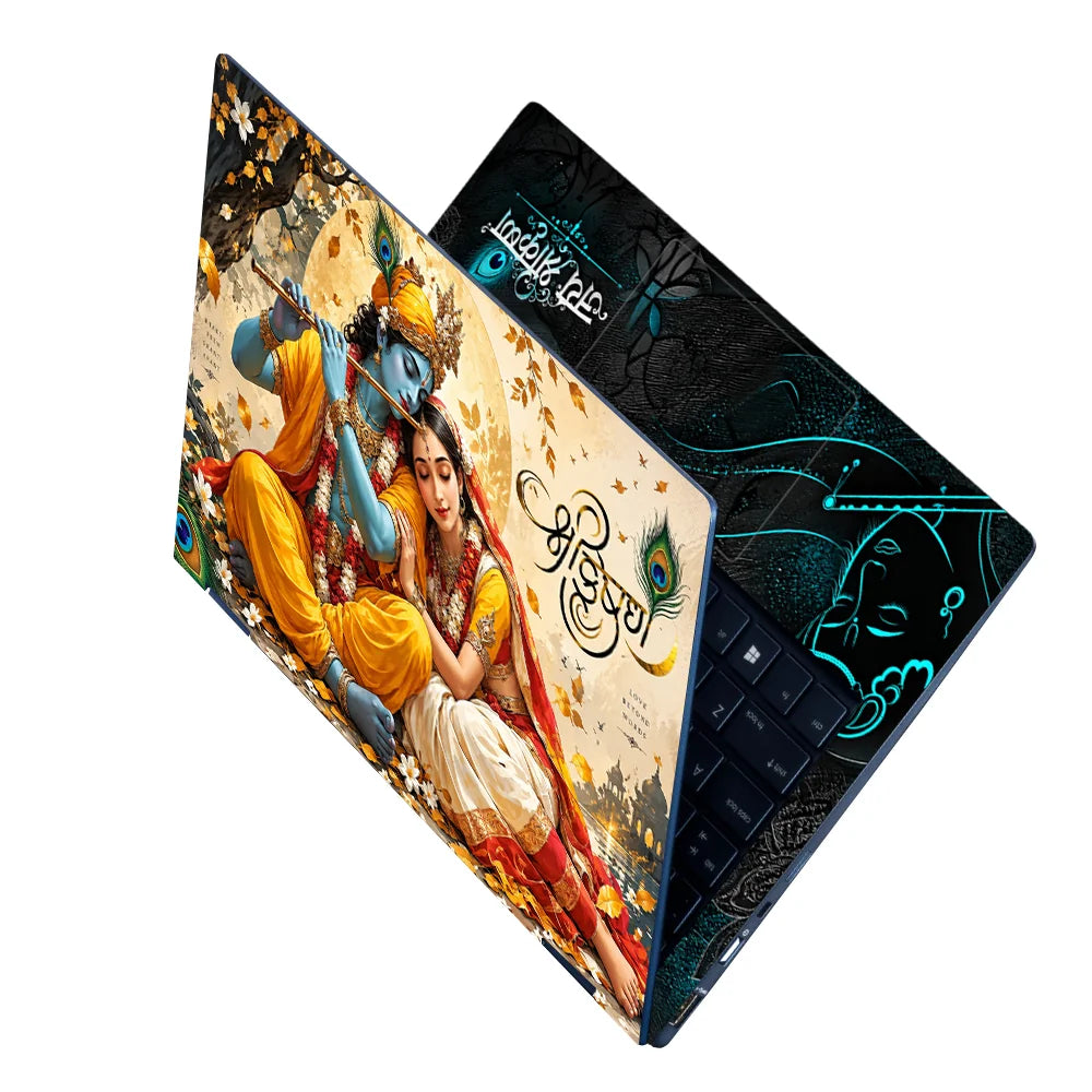 Shri Radha Golden Moon Tree Laptop Skin - View 2
