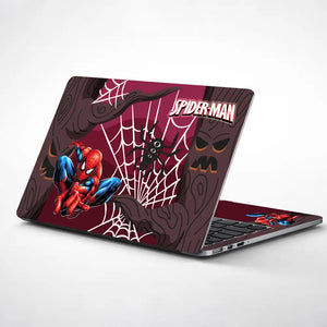 Spiderman Hanging on Web Laptop Skin - View 1