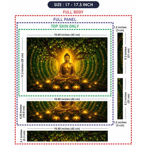 Spiritual Buddha Bodhi Tree Gold Green Laptop Skin - View 9