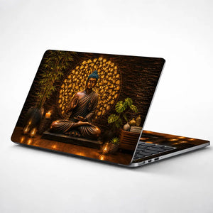Spiritual Buddha Bronze Bamboo Mandala Laptop Skin - View 1