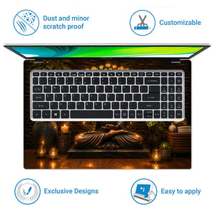 Spiritual Buddha Bronze Bamboo Mandala Laptop Skin - View 5