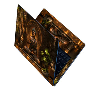 Spiritual Buddha Bronze Plants Mandala Laptop Skin - View 2