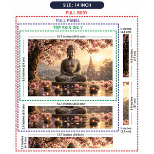 Spiritual Buddha Cherry Blossom Pagoda Laptop Skin - View 7