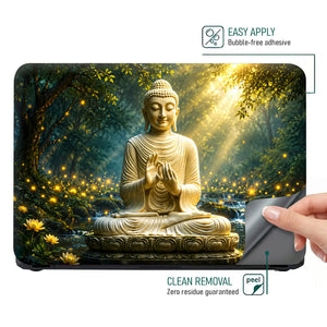 Spiritual Buddha Gold Forest Laptop Skin - View 4