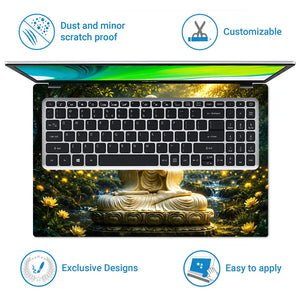 Spiritual Buddha Gold Forest Laptop Skin - View 5
