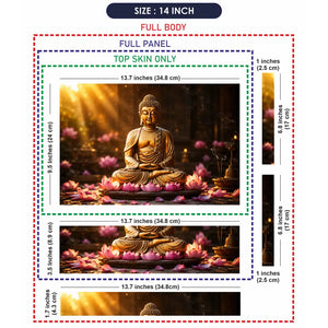 Spiritual Buddha Gold Lotus Sunrise Laptop Skin - View 7