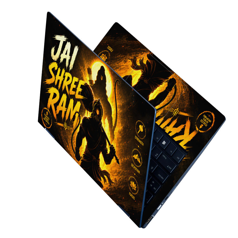 Spiritual Hindu Hanuman Jai Shree Ram Devotion Laptop Skin - View 2