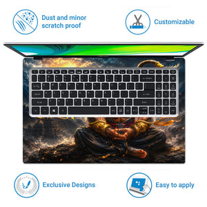Spiritual Hindu Hanuman Meditation Sunset Laptop Skin - View 5