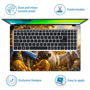 Spiritual Hindu Krishna Flute Cows Temple Laptop Skin - View 5