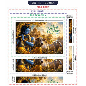 Spiritual Hindu Krishna Flute Cows Temple Laptop Skin - View 8
