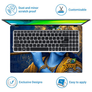 Spiritual Hindu Krishna Flute Laptop Skin - View 5